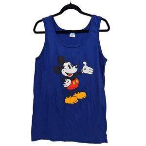 Vintage Mickey Mouse Tank Size M Blue Disney Disneyland Disneyworld Retro